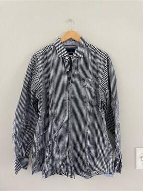 Men’s Tommy Bahama Navy & White Gingham Button-Up Shirt